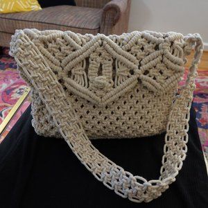 Crochet Shoulder Flap Bag Handmade (Near Mint)
